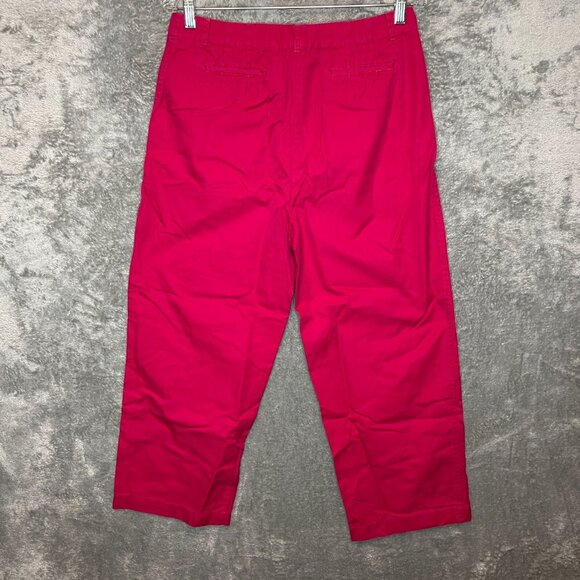 Vtg Talbots Women Old Money Classic Flat Front High Rise Crop Chino Pant 10 Pink - Picture 2 of 12